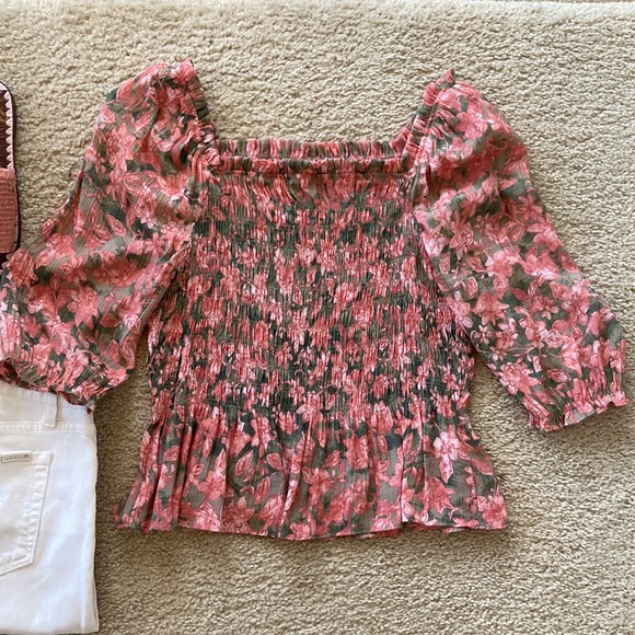 Nanette Lepore Floral Smocked Top - Picture 2 of 6